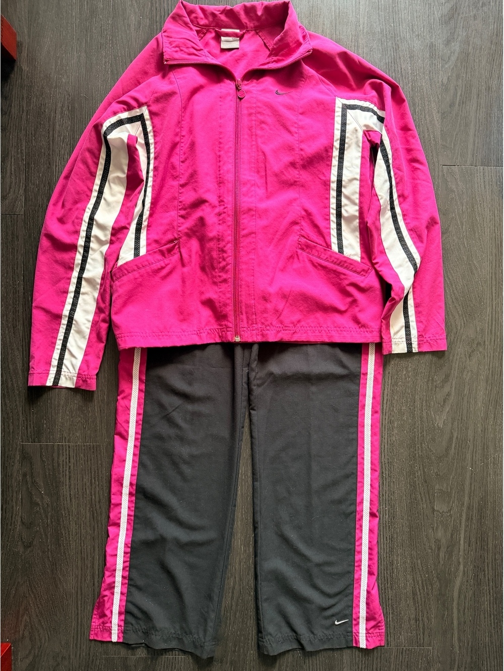 Vintage Nike Y2K Pink Jacket M & Grey Pants P Tracksuit Set